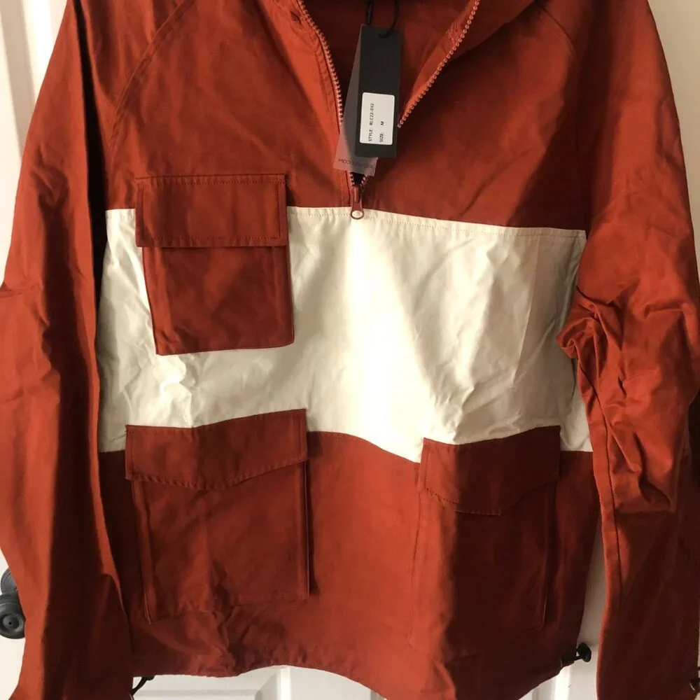 NEW Richie Le Men's Stylish Rust and White Windbreaker Size Medium